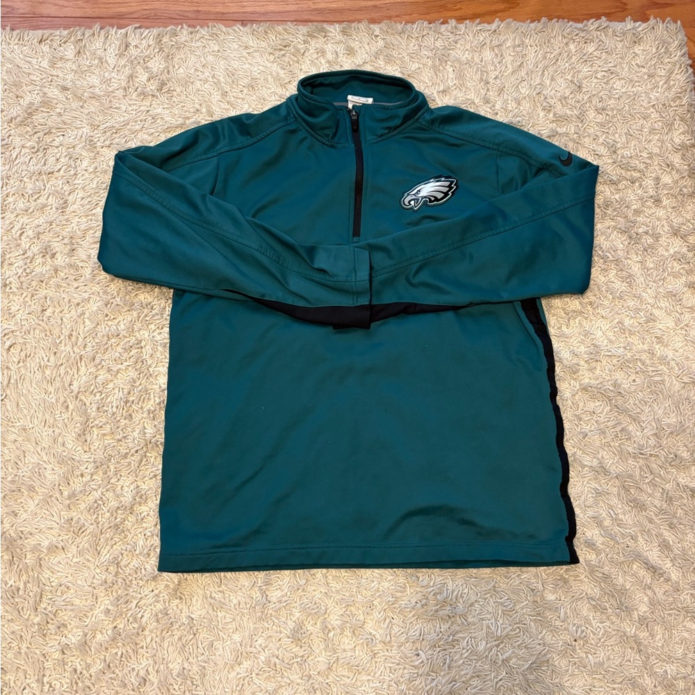 Nike Philadelphia Eagles Green Quarter-Zip Pullover Size Small